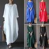 Women Dress Vintage Plus Size Loose Round Neck Spring Dress for Daily Wear