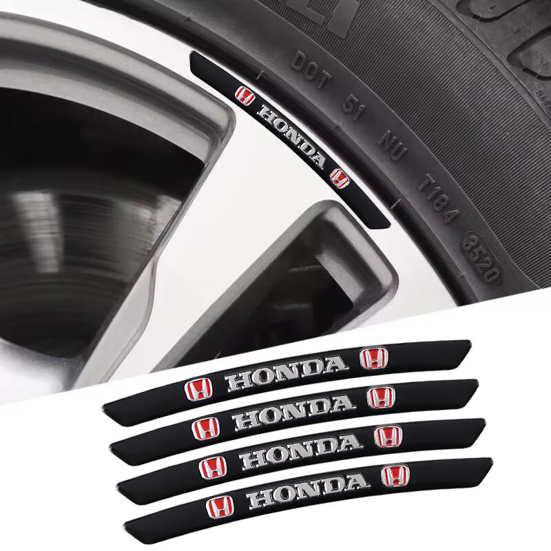 4Pcs Car Wheel Hub Stickers Aluminum Alloy Decoration Sticker For Honda Civic Accord Fit Jazz Pilot CRV Odyssey Passport City akf256