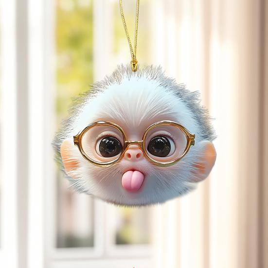 Monkey Car Hanging Pendants Acrylic 2D Car Charms for Backpack Keychain Cute Rearview Mirror Decoration Christmas Gift for Friends