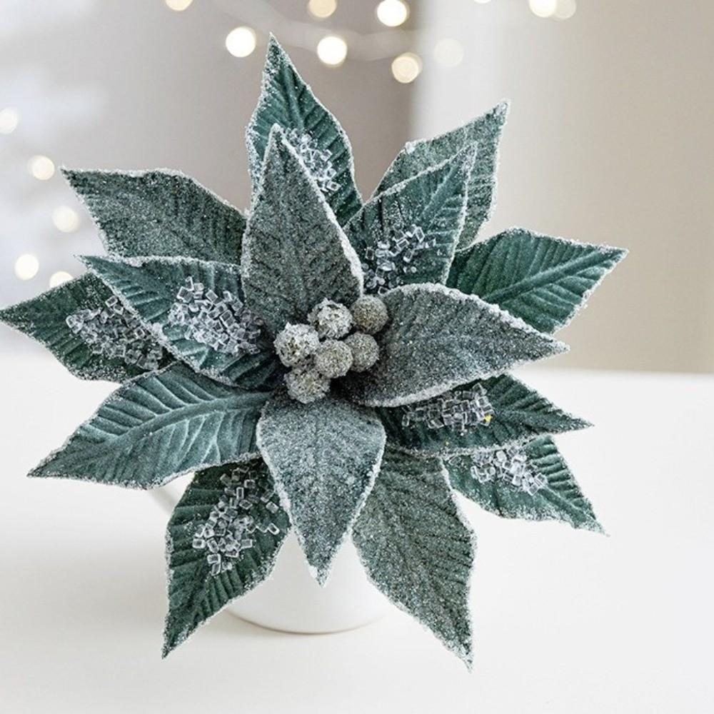 Realistic Faux Velvet Christmas Flower Elegant Xmas Tree Ornaments Eternal Flower Seasonal Display
