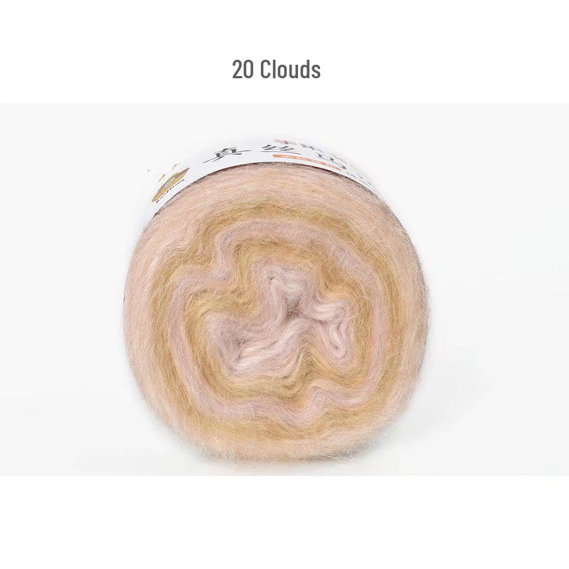 Пряжа из мохера ручной окраски с градиентным радужным переходом - Пушистая, мягкая и идеально подходит для вязания и DIY-проектов.