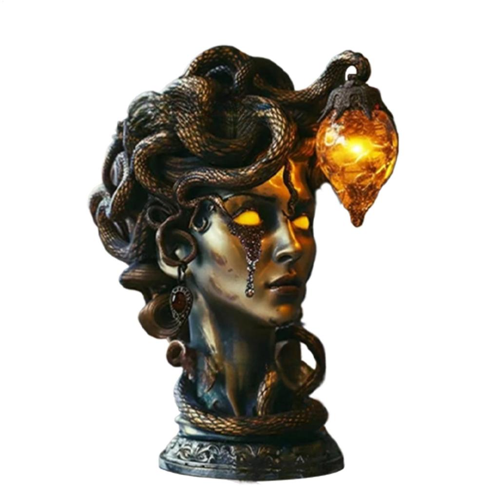 Medusa Bust Statue Mythical Monster Gothic Resin Ornament, Fun Halloween Decoration Halloween Decorations and Supplies