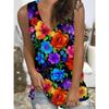 Colorful Flower Floral Tropical 3D Print Tank Top Women V-Neck Sleeveless Camisoles Off Shoulder Vest Y2k Tops Woman Clothing