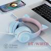 Glowing Cat Ear Headphones Foldable Over Ear Gaming Headset with Colorful Lights Wireless BT5.3