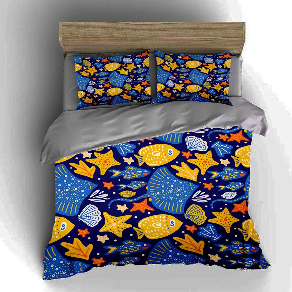 Colorful marine design. Bedding Duvet cover sets Duvet covers Pillowcases gifts (1 * Duvet Cover 2 * Pillowcases, without duvet insert)
