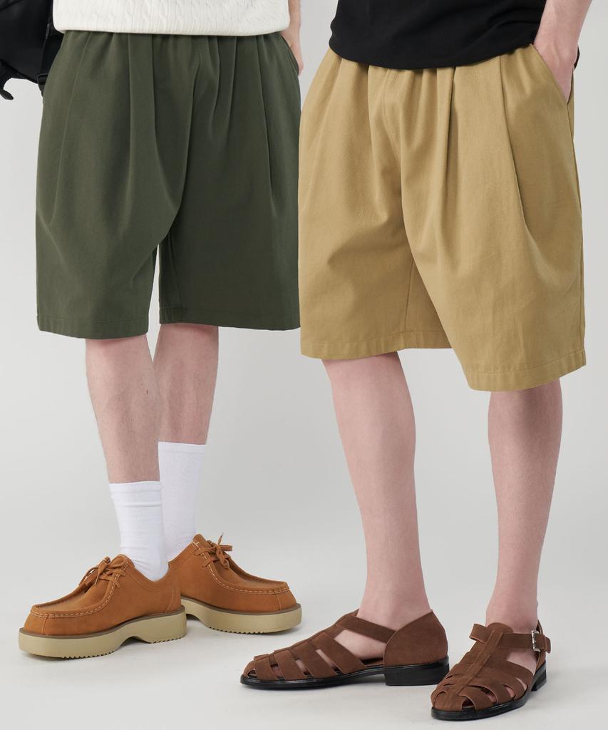 UNTAPPED STUDIO Bermuda Cotton Double-Pleated Wide Half Shorts 3 Colors