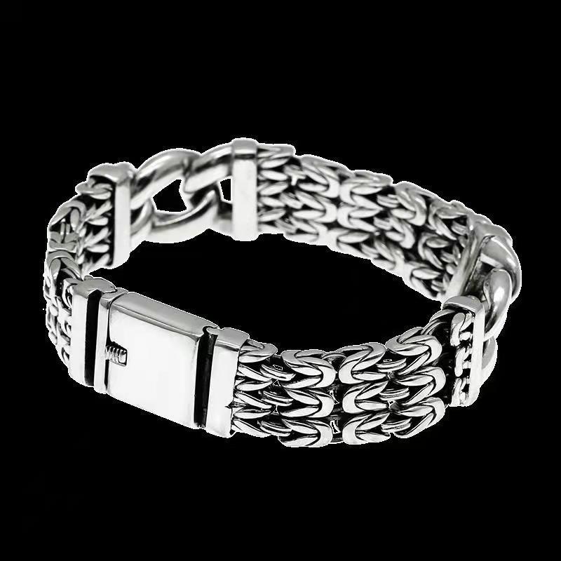 Thai Silver Braided Bracelet Men's Personality Domineering Simple Personality Trend Bracelet