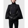 Black Jackets Long Flared Sleeves Women Slim Coats High Neck Style Spring Autumn Female Outerwear