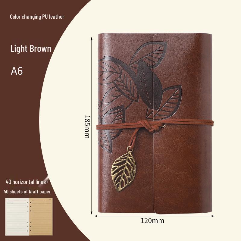 Retro Leaf Ring-Bound Travel Journal Notebook