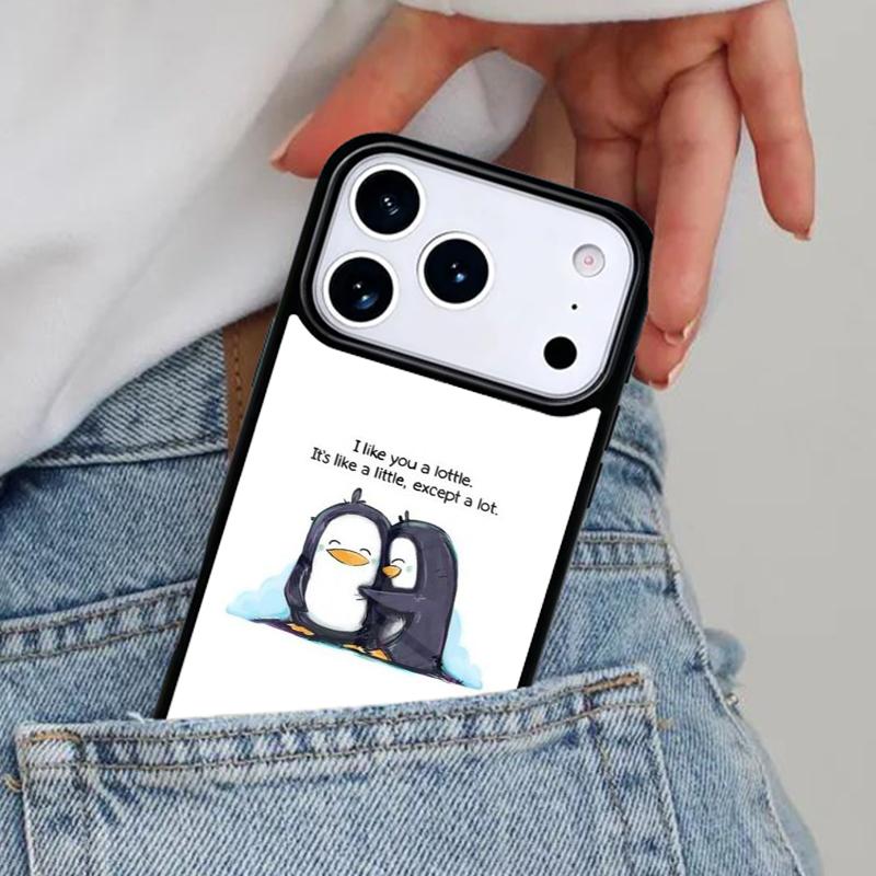 Cute Penguin Phone Case for iPhone 16e 15 14 13 12 17 Pro Max Plus Air 17pro Cover Coque
