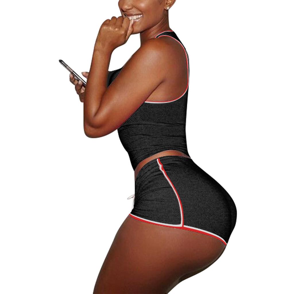 Женский комплект из 2 предметов без рукавов, повседневные короткие брюки, повседневная спортивная одежда