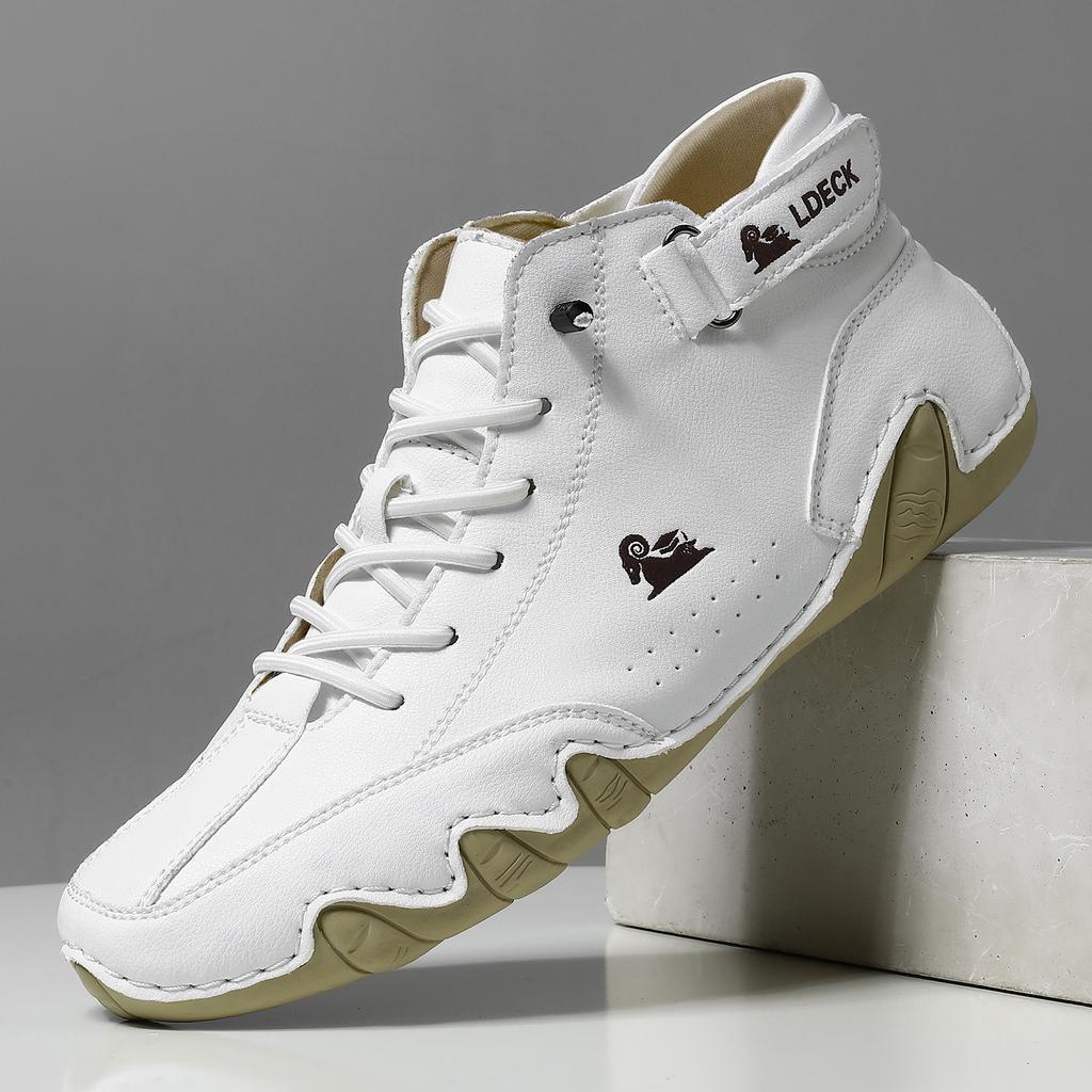 Мужские ботинки, кожаная зимняя повседневная обувь, мужские высокие кроссовки, роскошные модные лоферы, удобные женские ботильоны