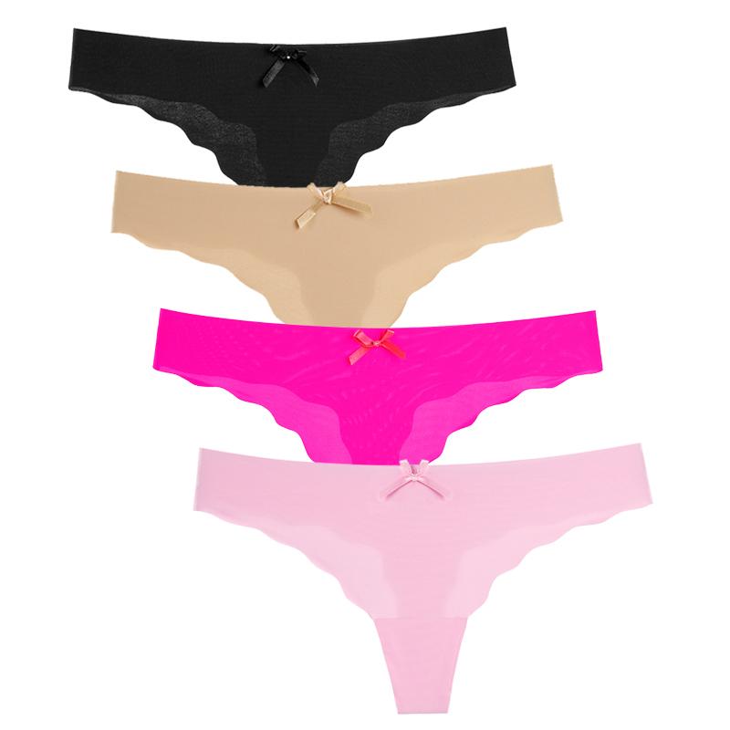 Женские стринги, сексуальное нижнее белье, женские трусики, модное бесшовное бикини, нижнее белье с Т-образной спинкой, новые женские стринги с низкой талией, 4 шт.
