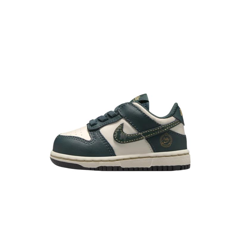 Nike Dunk Low top Toddler Shoes Dark Jungle Green, Ivory White, Vintage Green Infant And Toddler FB9107-301