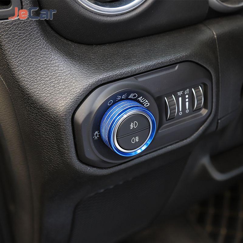 Aluminum Alloy Button Switch Ring Lamp Switch Button Decoration Cover For Jeep Wrangler JL JT Gladiator 2018 UP Car