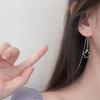 Длинные серьги-кошки с цветами, темпераментные, милые, с клубничными кристаллами, асимметричные, с кисточками, серьги-котята с цветами вишни