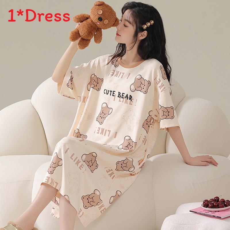 Summer Lady Sleepwear With Milk Silk Fabric For Home Lounge And Sleep Comfort