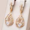 Kienl   Цвет розового золота Этнические Длинные Большие Серьги для Невесты для Женщин Мода Натуральный Циркон Блестящий Цветок Ежедневные Винтажные Украшения