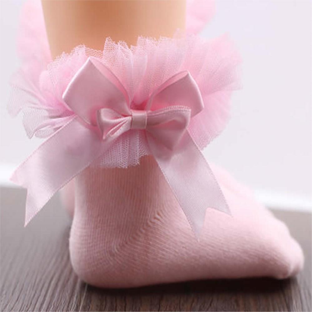 Girls Princess Tutu Socks Baby Knee Bellow Sock Ruffles Cotton Kids Ankle Socks Pography Silk Ribbon Bowknot Lace Sock