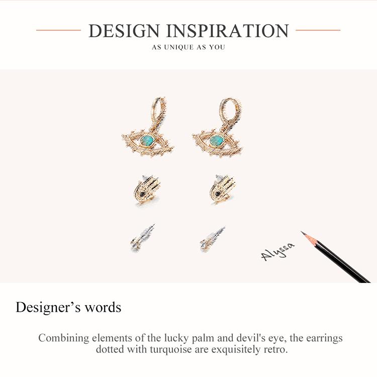 Bisaer Exquisite Devil's Eyes & Lucky Palm 3 Pair of Earrings Set for Ladyies High Jewelry
