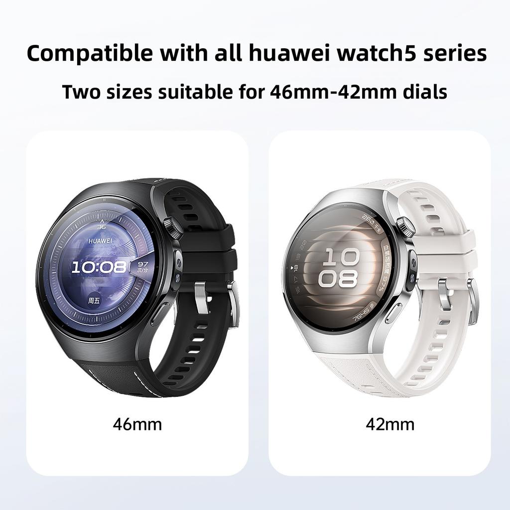 Кожаный силиконовый ремешок для Huawei Watch 5 46 мм 42 мм, мягкий резиновый браслет для Huawei Watch 5 46 мм 42 мм, браслет для умных часов