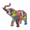 [A0496] - Multicolored 'Elephant Graffiti' Resin Figurine - 32x21x13 Cm