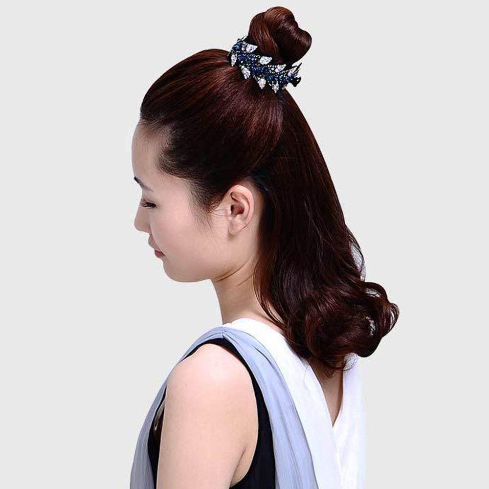 Expanding Bun Maker Rhinestone Hairpins Flowers Hair Clips Crystal Hair Claw Bird Nest Twist Clip