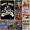 Hot Garage Pinup Girls Rod Metal Tin Signs Posters Plate Wall Decor for Garage Bars Man Cave Cafe Clubs Retro Posters Plaque