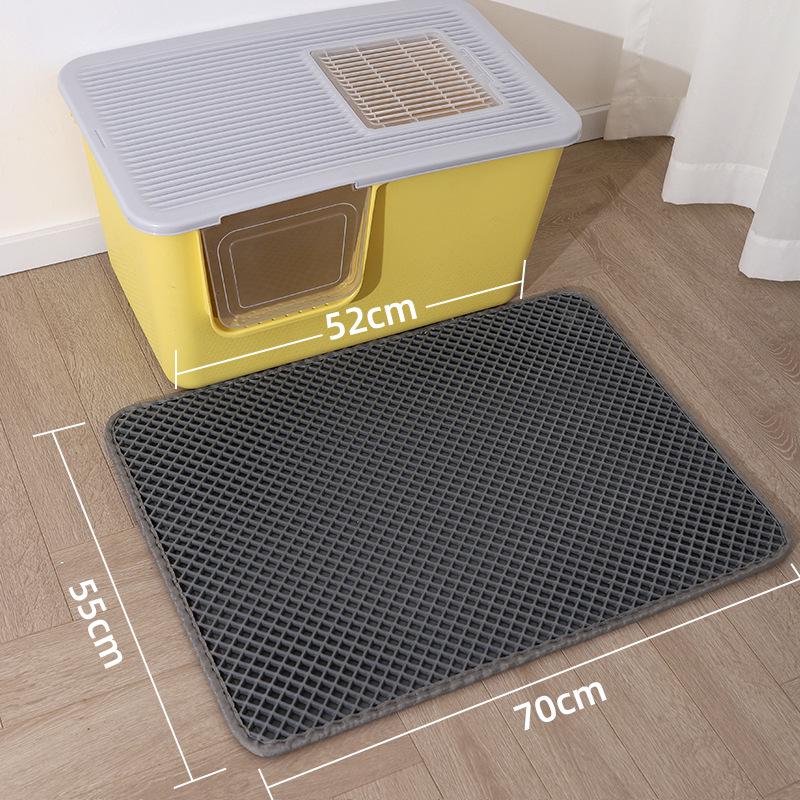 Anti-Tracking Washable Cat Litter Mat - Double-Layer, Splash-Proof, Large Sand Control for Cat Litter Box