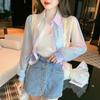 Tie-dye Gradient Chiffon Shirt for Women In Summer Thin Style Breathable Sun-protective Clothing with Drawstring Short-style Coat As A Top