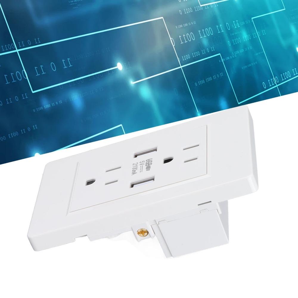 10A Charging Power Outlet White AC USB Outlet Durable USB Wall Outlet Home
