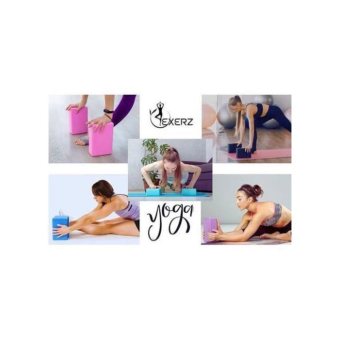 Exerz briques yoga-blocs de yoga haute densité 2pk - briques de mousse de fitness confortables, antidérapantes - bleu
