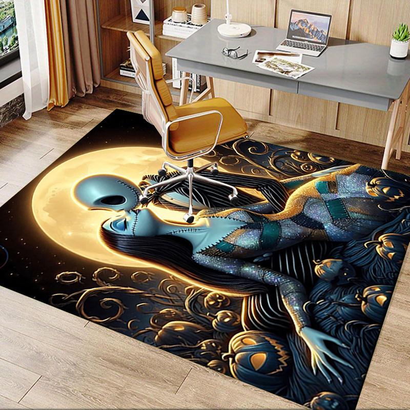Office Rug Moonlight, Halloween theme 3D Printed Anti-Slip Rug-Machine Washable for Living Room
