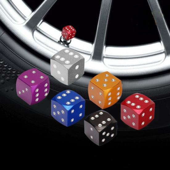 4Pcs Dice Shape Wheel Tyre Car Motorcycle Valve Air Stem Anti-dust Cover Caps