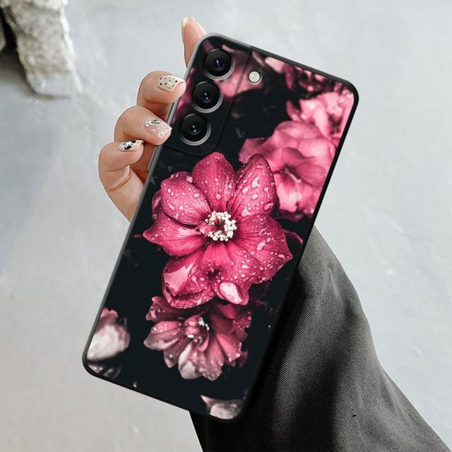 Чехол для телефона Samsung Galaxy S23 S22 S21 S20 Fe Ultra S10 S9 S8 Plus Note 20ultra 10plus, чехол с розой, тюльпаном, зелеными побегами цветов