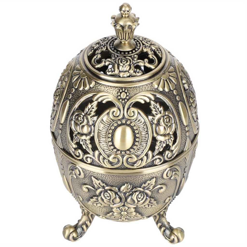 Vintage Incense Burner Holder Zinc Alloy Ornament Table Decoration Metal Craft Gift for Home Bedroom Office