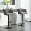 Bar Stool Set of 2, Shell Back, Height-Adjustable, Footrest, for Kitchen or Dining Room, Metal Base, Dark Grey