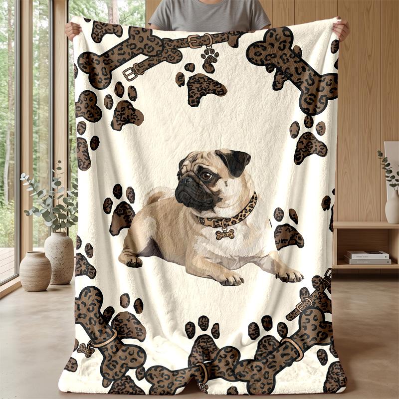 Pug in Flames Theme blanket Lightweight Warm Flannel Blanket Decorative Throw Blanket for Home Decoration