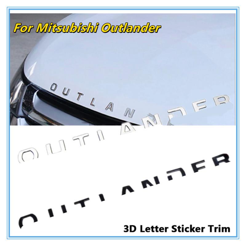 3D Буквы Капот Эмблема Логотип Значок Наклейки на автомобиль Стайлинг Аксессуары для автомобиля Текст для Mitsubishi Outlander ABS Chrome