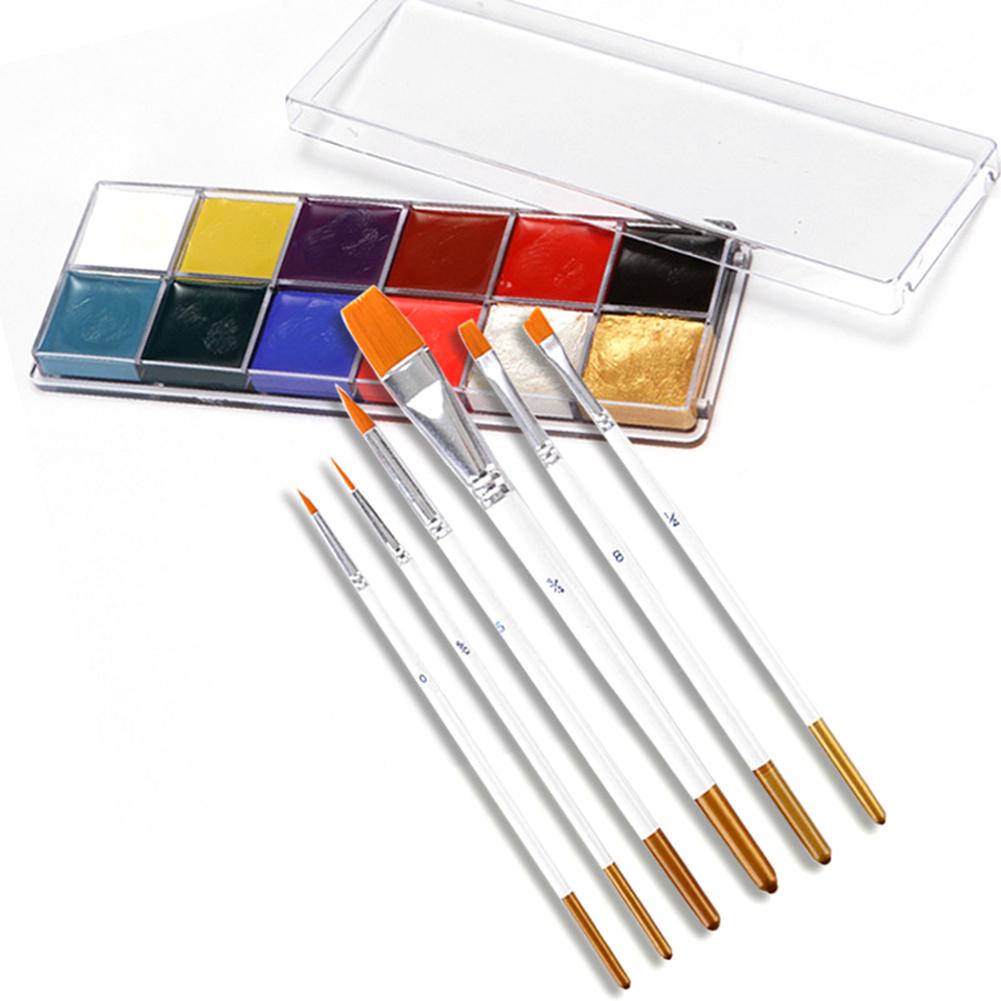 Набор масляной живописи для тела, Хэллоуин, 12 цветов, моющаяся картина маслом для лица и тела, пигментные кисти, инструмент для макияжа