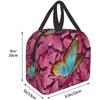 Pink Colorful Butterfly Insulated Lunch Bag Portable Lunch Bags for Girls Women Reusable Leakproof Lunch Box Picnic Travel Work