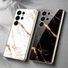 Роскошный гальванизированный чехол из окрашенного стекла для Samsung Galaxy S25 S24 Ultra Противоударный чехол с мягкими краями и твердой задней крышкой для Galaxy S25 Ultra