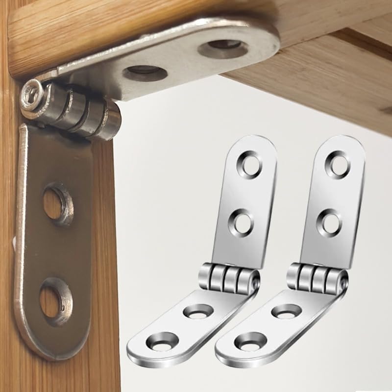 180 Degree Foldable Flap Metal Round Rotating Buffer Hinge(2pcs) | for Wooden Box Door Cabinet Home Hardware Silver