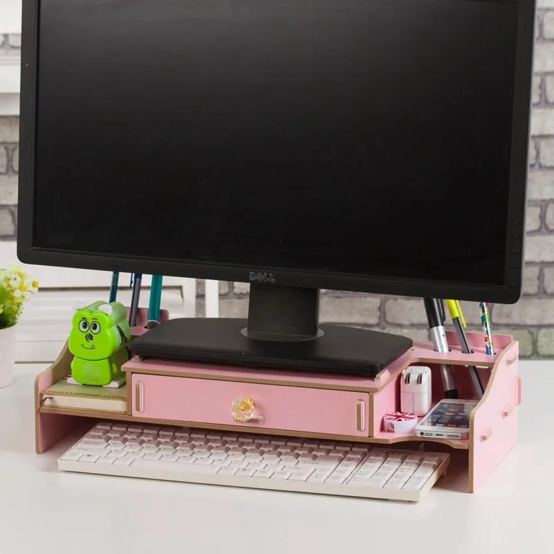 Настольная полка для хранения вещей, деревянная полка для хранения клавиатур, настольное хранилище, домашний декор, офисные принадлежности, держатель для ручек