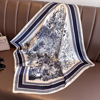 2024 New Simulated Silk Print Square Scarf Luxury Brand Thin Breathable Neck Scarf Boho Style Sunscreen Headscarf For Women