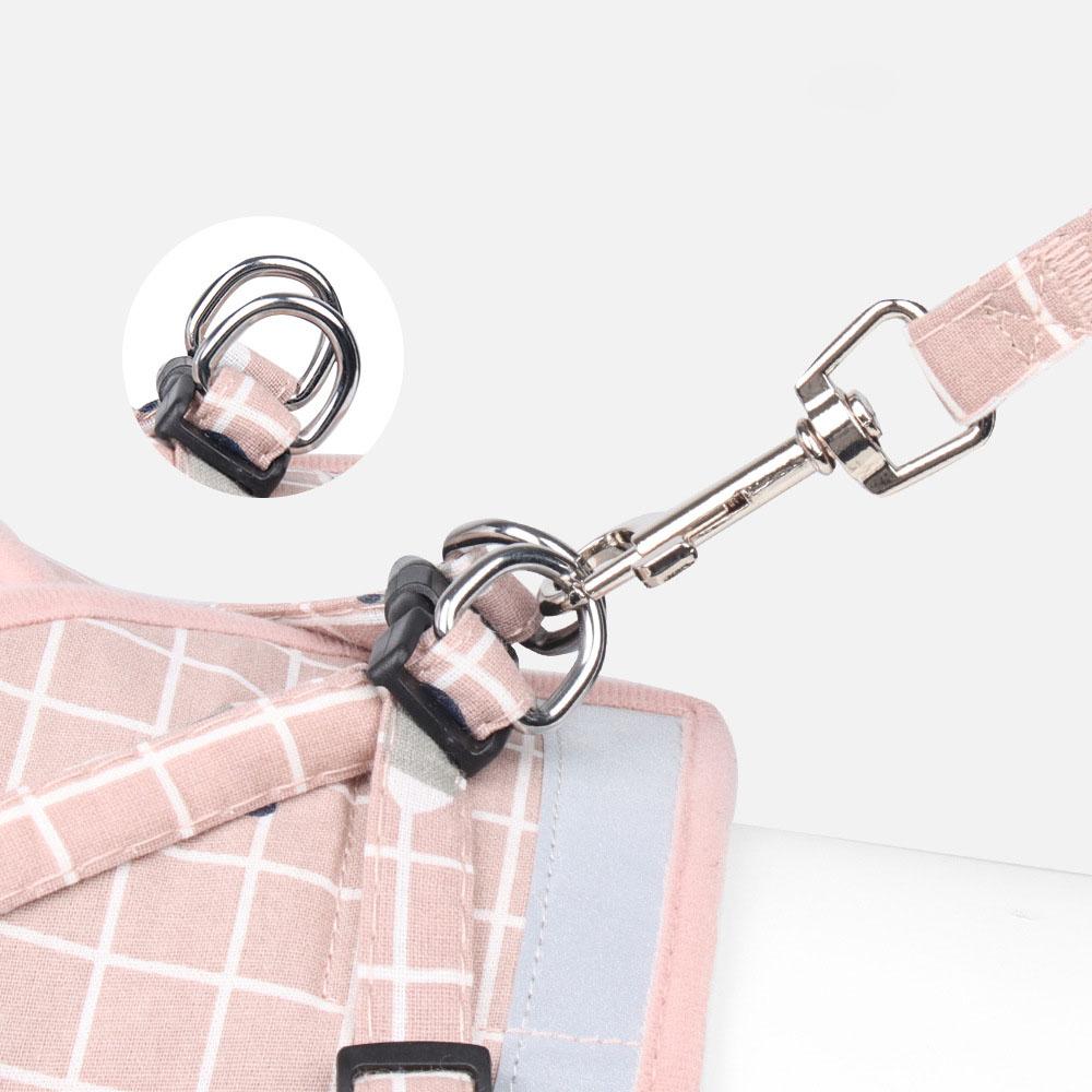Dog Vest Chest Harness with Leash Reflective Breathable Cat Dog Chest Harness Cute Printed Comfortable Mesh Pet Tow Leash