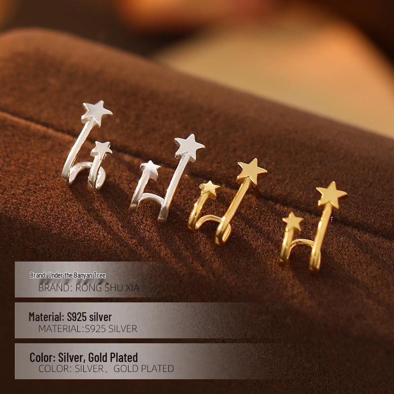 Серьги-клипсы Banyan Tree из серебра 925 пробы в корейском стиле – Простой, маленький дизайн для женщин и студенток