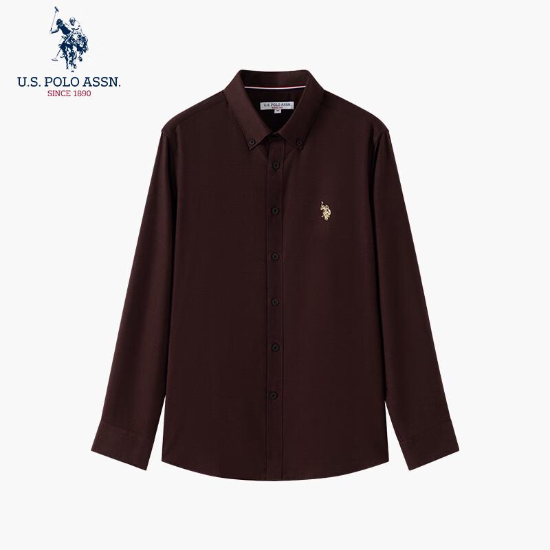 U.S. Polo Assn. Мужская рубашка с длинным рукавом в стиле business casual, не требующая глажки