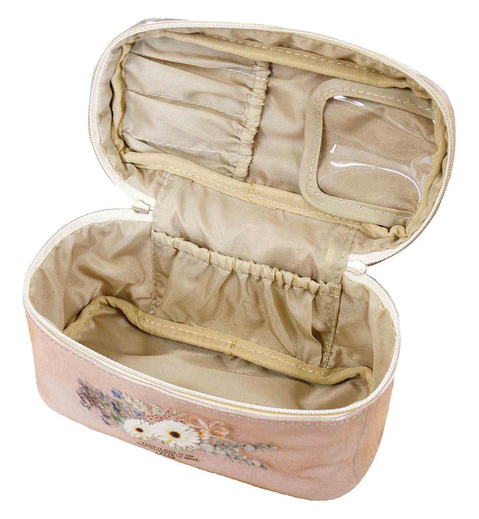 Kijapan Маленькая косметичка размером 18 x 9 x FROR 166276, косметичка/органайзер с разделителями, розовая, S, 10,5 см, Флора, глянцевая, стильная, милая,