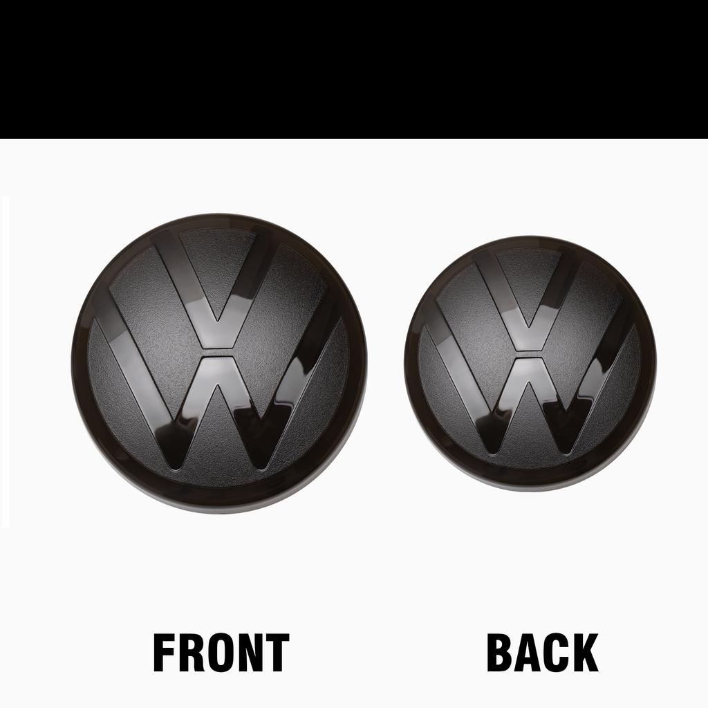 RUN1 Black Car Front Grill Badges Rear Trunk Emblem Lid Covers Logo Sticker For VW Polo Golf 6 7 8 VARIANT PASSAT CC Auto Accessories